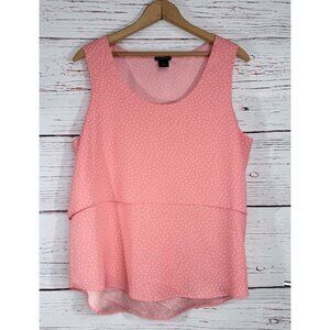 Ann Taylor Pink Polka Dot Layered Sleeveless Blouse Size Womens Large Spring Eas